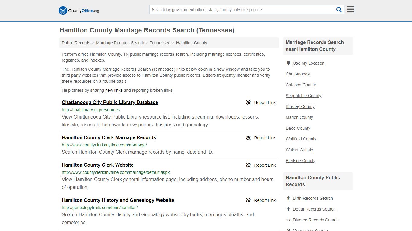 Hamilton County Marriage Records Search (Tennessee)