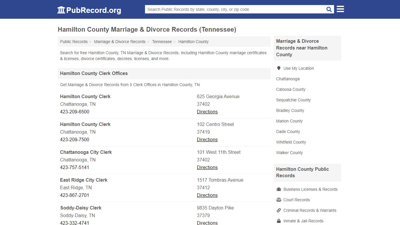 Hamilton County Marriage & Divorce Records (Tennessee)